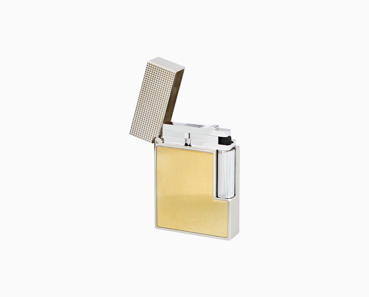 Ligne 2 small platinum and brushed gold lighter